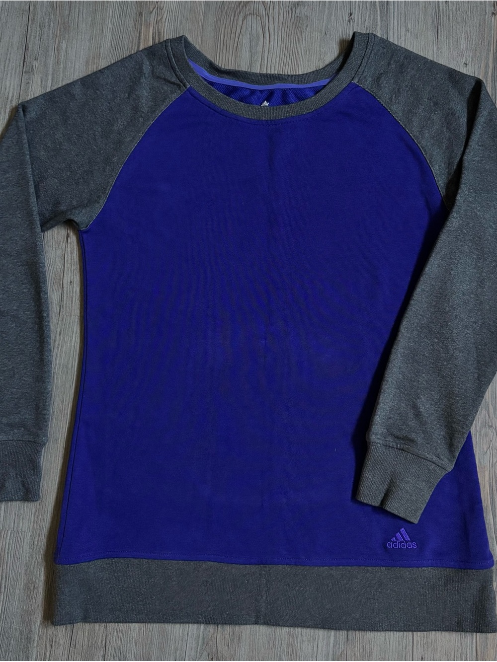 adidas Purple and Gray Raglan Sweatshirt for Junior Youth Tall - 2xOT cdn M
